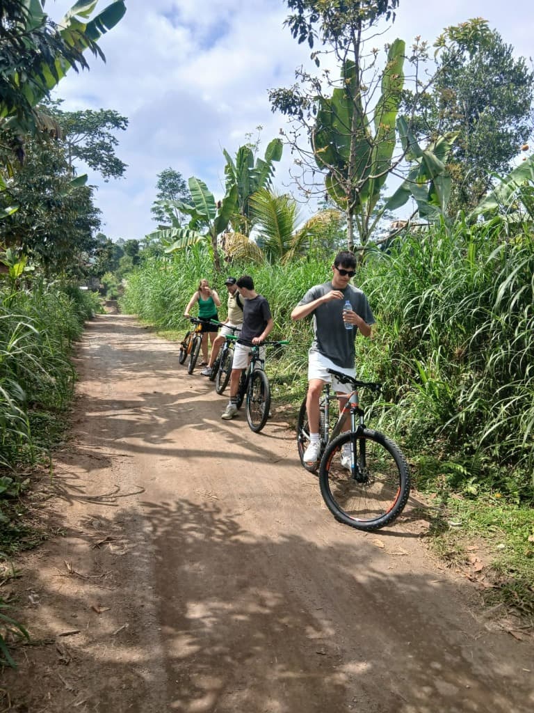 Riding through green lush pathways