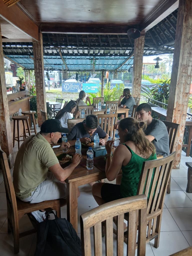 Group enjoying a traditional meal together